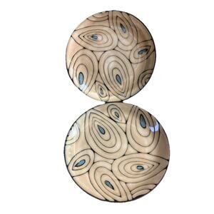 Pier 1 Imports Teal Reactive Peacock Heavy Dessert/Salad Plates 8 1/4" Set 2